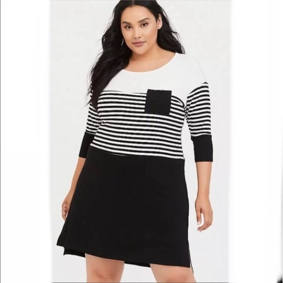 torrid Dresses & Skirts - Torrid Black & White Striped Jersey Shirt Dress